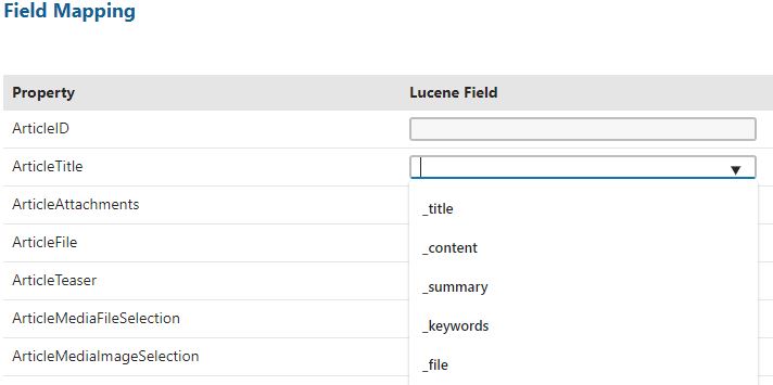 Field Mapping Selection
